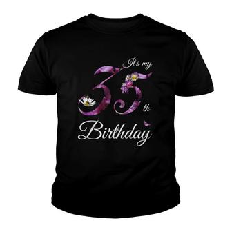 35 Years Old Floral 1986 Its My 35Th Birthday Gift Youth T-shirt - Seseable