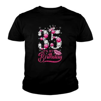 35 Years Old Its My Birthday 35Th Birthday Women Lips Crown Youth T-shirt - Seseable