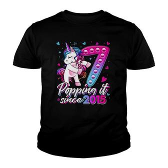 7 Years Old Unicorn Pop It Unicorn Popping Since 2015 Gifts Youth T-shirt - Thegiftio UK