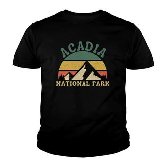 Acadia National Park Maine Mountains Retro Sunset Vintage Youth T-shirt | Mazezy