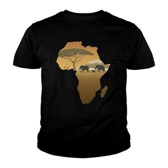 Africa Elephant Map Dad South Animal Big Five Safari Youth T-shirt | Mazezy