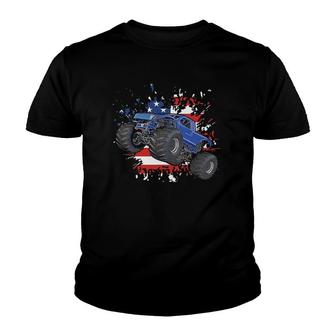 American Flag Monster Truck 4Th Of July Usa Patriotic Youth T-shirt - Thegiftio UK