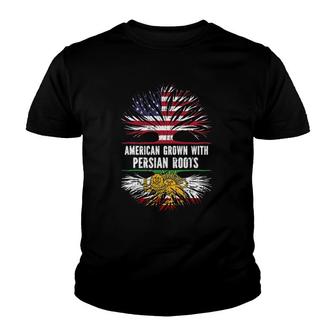 American Grown With Persian Roots Usa Flag Persia Youth T-shirt - Thegiftio UK