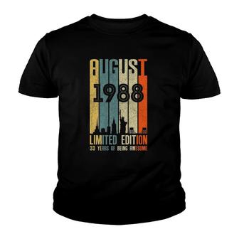 August 1988 33 Years Old 1988 Birthday Gift Youth T-shirt - Seseable