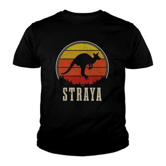 Australia Straya Kangaroo Vintage Sunset Funny Australian Youth T-shirt - Thegiftio UK