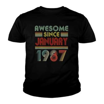 Awesome Since January 1987 Birthday Gift 35 Years Old 35Th Youth T-shirt - Seseable