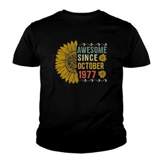 Awesome Since October 1977 Flower 44 Years Old 44Th Birthday Gift Youth T-shirt - Seseable