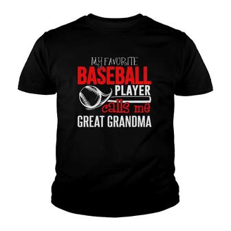 Baseball Great Grandma - My Favorite Player Calls Me Youth T-shirt - Seseable