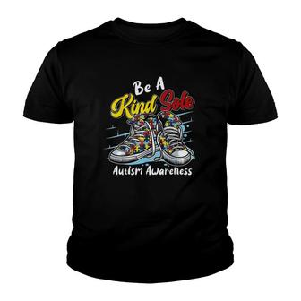 Be A Kind Sole Autism Awareness Puzzle Shoes Be Kind Gifts Version Youth T-shirt | Mazezy