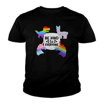 Be Kind Unity Anti-Bully Fidget Pop Dinosaur Unicorn Llama Youth T-shirt - Thegiftio UK