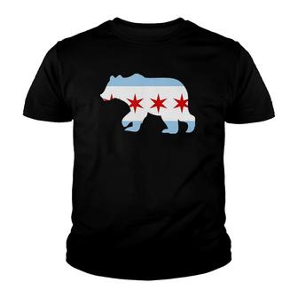 Bear Chicago Flag City Youth T-shirt - Thegiftio UK