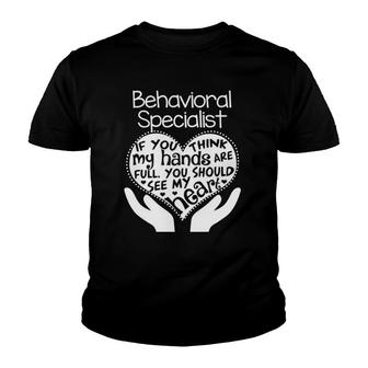 Behavioral Specialist Heart Hands School Team Youth T-shirt - Thegiftio UK