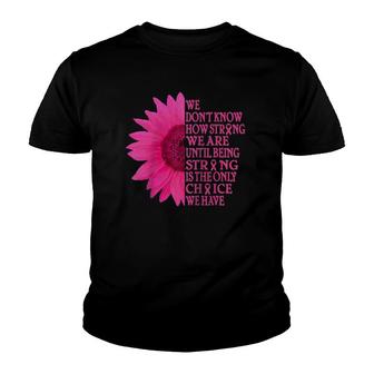 Being Strong Pink Flower Breast Cancer Awareness Raglan Baseball Tee Youth T-shirt - Thegiftio UK