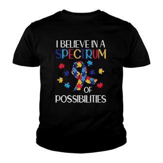 Believe Spectrum Possibilities Autism Awareness Men Women Youth T-shirt - Thegiftio UK