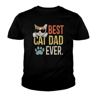 Best Cat Dad Ever Funny Retro Cat Lover Fathers Day Youth T-shirt - Seseable
