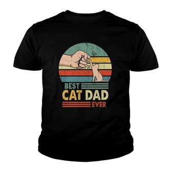 Best Cat Dad Ever Retro Vintage Paw Fist Bump Gift For Who Loves Cat Kitten Owners Youth T-shirt - Seseable