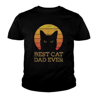 Best Cat Dad Ever Vintage Funny Cat Daddy Fathers Day Youth T-shirt - Seseable