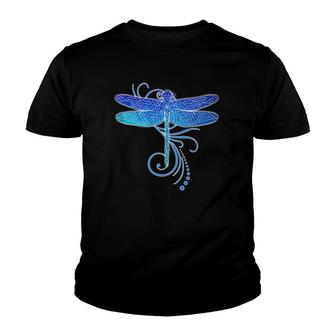 Blue Dragonfly Watercolor Art Damselfly Insect Tee Youth T-shirt | Mazezy