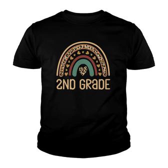 Boho Rainbow Teacher 2Nd Grade Teachers Day Leopard Youth T-shirt - Seseable