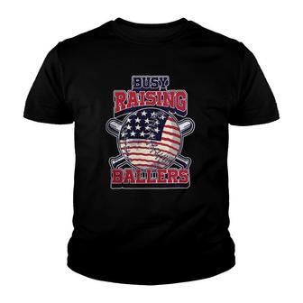 Busy Raising Ballers Funny Baseball Gift Youth T-shirt - Thegiftio UK