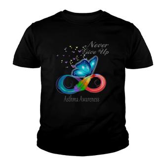 Butterfly Asthma Awareness Never Give Up Youth T-shirt | Mazezy