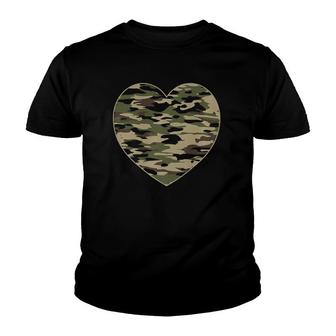 Camo Heart Valentines Day Camoflauge Military Tactical Youth T-shirt - Thegiftio UK