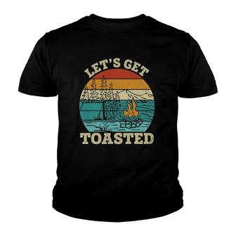 Campfire Lets Get Toasted Camping Sayings Graphic Plus Size Youth T-shirt - Thegiftio UK