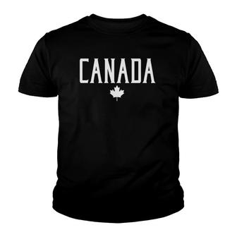 Canada Maple Leaf Vintage Text Red With White Print Youth T-shirt | Mazezy