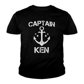 Captain Ken Funny Birthday Personalized Name Boat Gift Youth T-shirt | Mazezy