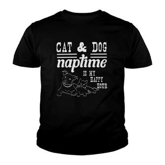 Cat And Dog Naptime Is My Happy Hour Classic Youth T-shirt - Thegiftio UK