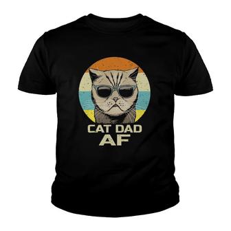 Cat Dad Af Vintage Retro Funny Fathers Day Youth T-shirt - Seseable