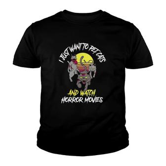 Cats And Horror Movies Funny Horror Movies Gift Classic Youth T-shirt | Mazezy DE