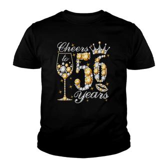 Cheers To 56 Years Old Happy 56Th Birthday Queen Drink Wine Youth T-shirt | Mazezy