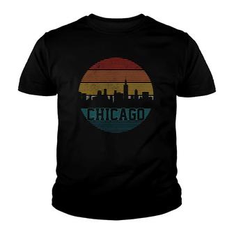 Chicago Skyline Vintage Retro Illinois Pride Gift Youth T-shirt | Mazezy