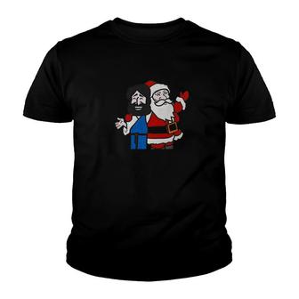 Christmas Heroes Jesus And Santa Claus Youth T-shirt - Monsterry AU