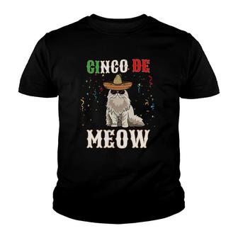 Cinco De Mayo Cat Funny Mexican Jefe Cinco De Meow Youth T-shirt - Seseable