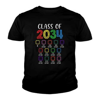 Class Of 2034 Checklist Grow With Me Kindergarten Graduation Youth T-shirt - Thegiftio UK