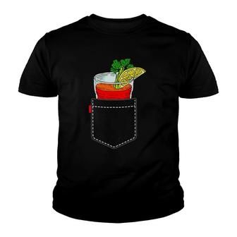 Cocktail To Go In Chest Pocket Bloody Mary Youth T-shirt - Thegiftio UK
