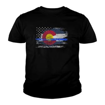 Colorado Thin Blue Line Flag Youth T-shirt - Thegiftio UK