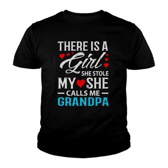 Cool Grandpa From Granddaughter Gift Red Hearts Youth T-shirt - Thegiftio UK