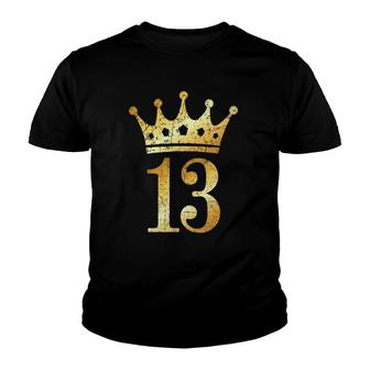 Crown Number 13 Vintage Golden Yellow 13Th Birthday Youth T-shirt | Mazezy