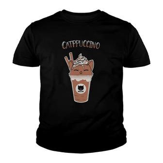 Cute Cat Catppuccino Kitten Coffee Funny Youth T-shirt - Thegiftio UK