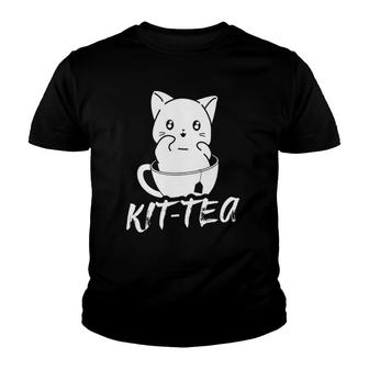 Cute Cat Tea Design Kit Tea Wordplay Cats V2 Youth T-shirt - Thegiftio UK