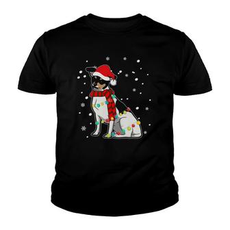 Cute Christmas Rat Terrier Dog Lights Youth T-shirt | Mazezy