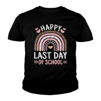 Cute Happy Last Day Of School Leopard Rainbow Boys Girls V2 Youth T-shirt - Thegiftio UK