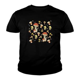 Cute Mushroom Pattern Garden Cottagecore Mushroom Youth T-shirt - Thegiftio UK