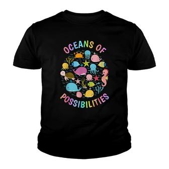 Cute Oceans Of Possibilities Summer Reading Sea Creatures Youth T-shirt | Mazezy