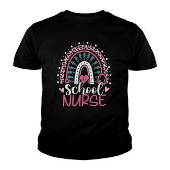 Cute Rainbow Leopard Print School Nurse 100Th Day Of School V3 Youth T-shirt - Thegiftio UK