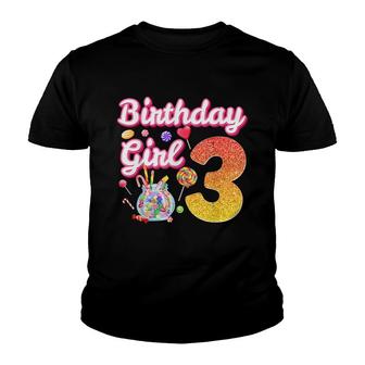 Cutes 3Rd Birthday Girls Sweet Candy 3 Year Old Candy B-Day Youth T-shirt | Seseable CA