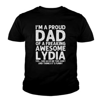 Dad Of Lydia Gift Fathers Day Funny Personalized Name Youth T-shirt - Thegiftio UK